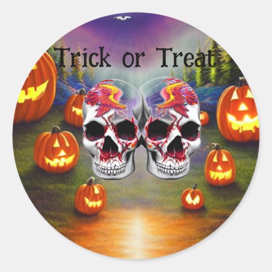Trick or Treat Halloween Ronde Sticker (Voorkant)