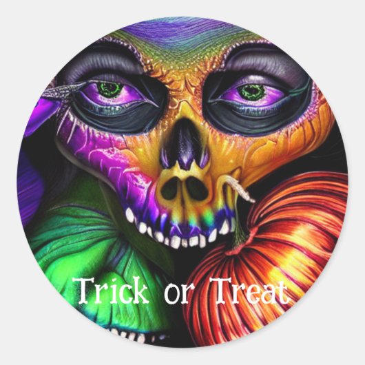 Trick or Treat Halloween Ronde Sticker (Voorkant)
