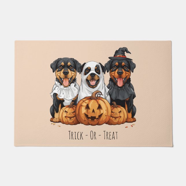 Trick or treat Halloween Rottweiler Dogs Deurmat (Voorkant)