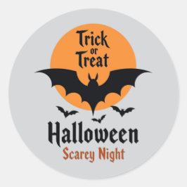 Trick or Treat Halloween Scary Night Bat Ronde Sticker