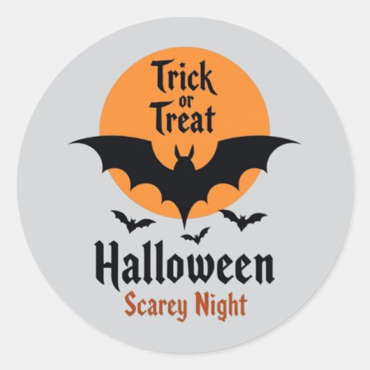 Trick or Treat Halloween Scary Night Bat Ronde Sticker (Voorkant)