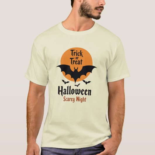 Trick or Treat Halloween Scary Night Bat T-shirt (Voorkant)