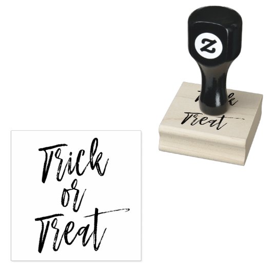 Trick or treat Halloween Script Modern Stamp Rubberstempel (Gestempeld)