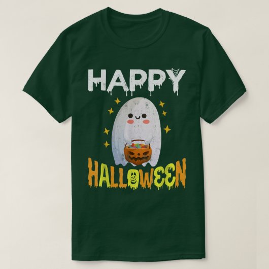 Trick or treat Halloween Shirt Ghost Pumpkin Happy (Design voorkant)