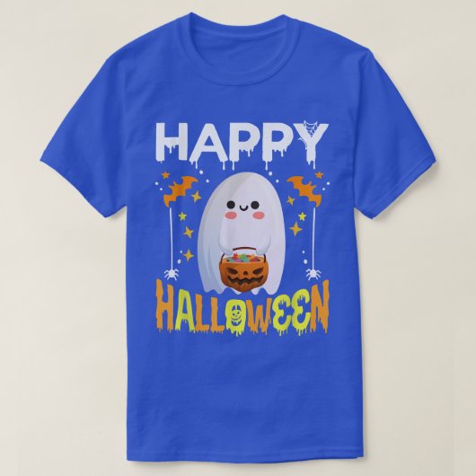 Trick or treat Halloween Shirt Ghost Pumpkin Happy (Design voorkant)