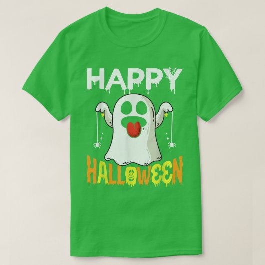 Trick or treat Halloween Shirt Ghost Pumpkin Happy (Design voorkant)