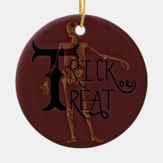 trick or treat Halloween Skeleton Grim Collage Keramisch Ornament (Voorkant)