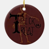 trick or treat Halloween Skeleton Grim Collage Keramisch Ornament (Achterkant)