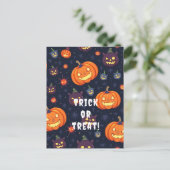 Trick or treat! Halloween smile pompoenen briefkaa Feestdagenkaart (Staand voorkant)