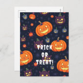 Trick or treat! Halloween smile pompoenen briefkaa Feestdagenkaart (Voorkant / Achterkant)