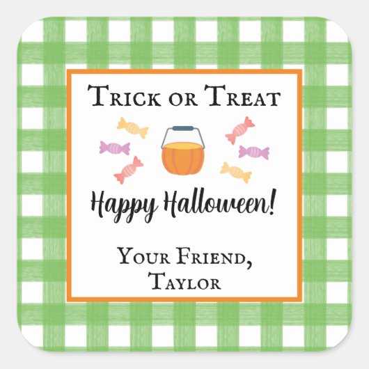 Trick or treat Halloween Snoep Cadeft Label Sticke (Voorkant)
