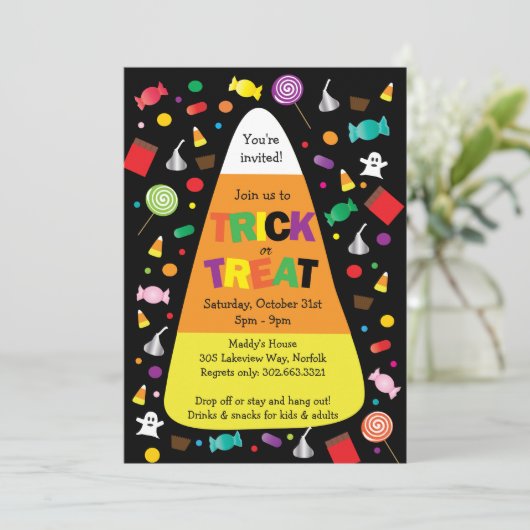 Trick or treat Halloween Snoep Kaart (Staand voorkant)