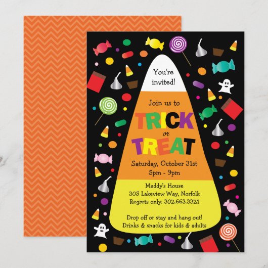 Trick or treat Halloween Snoep Kaart (Voorkant / Achterkant)