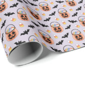 Trick or treat Halloween Snoep & Vleermuizen Patro Cadeaupapier (Rol Hoek)