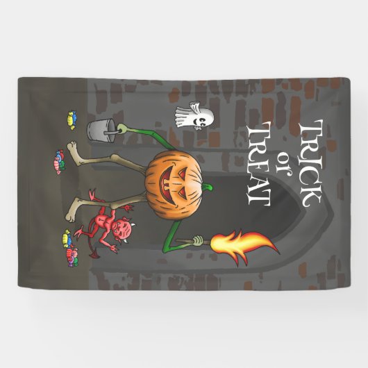 Trick or Treat Halloween Spandoek (Horizontaal)