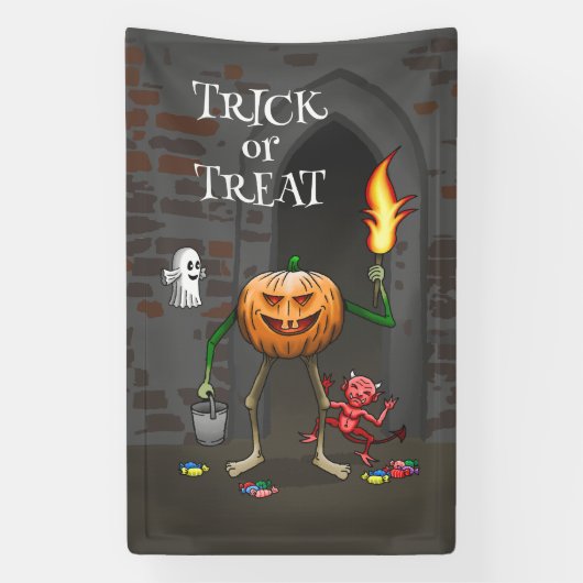 Trick or Treat Halloween Spandoek (Verticaal)