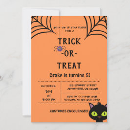 Trick or treat, Halloween Spiders Invitation Kaart