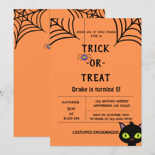 Trick or treat, Halloween Spiders Invitation Kaart