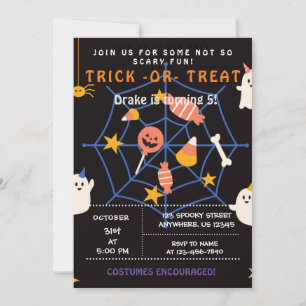 Trick or treat, Halloween Spiders, Spooky Invitat Kaart
