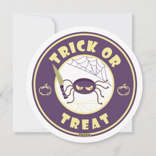 Trick or treat halloween spin Starbucks-stijl Feestdagenkaart (Achterkant)