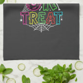 Trick or Treat Halloween Spinnenweb Ontwerp_1 Theedoek (Gevouwen)