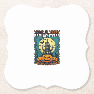 Trick Or Treat Halloween Spokenhuis Pompoenen Ma Kartonnen Onderzetters
