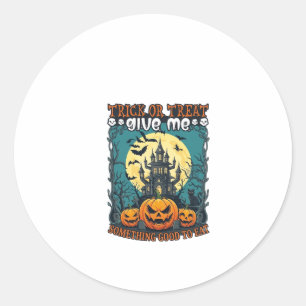 Trick Or Treat Halloween Spokenhuis Pompoenen Ma Ronde Sticker