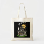Trick or treat Halloween spookhuis zwart Tote Bag (Voorkant)