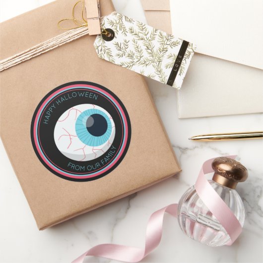 Trick or treat Halloween Spooky Creepy Eyeball Ronde Sticker (Geschenken)
