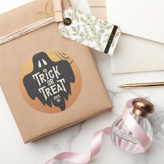 Trick or treat Halloween Spooky Creepy Pumpkin Ronde Sticker (Geschenken)