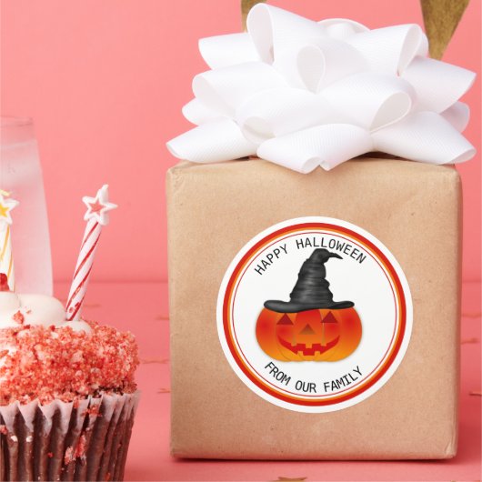 Trick or treat Halloween Spooky Creepy Pumpkin Ronde Sticker (Feest)