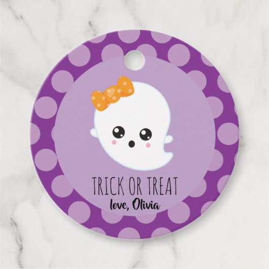 Trick or treat Halloween spooky ghost label (Voorkant)