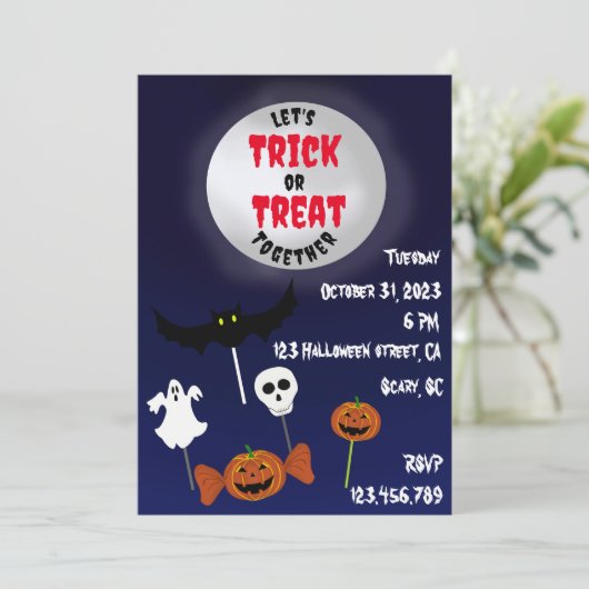 Trick or treat Halloween spooky snoep Kaart (Staand voorkant)