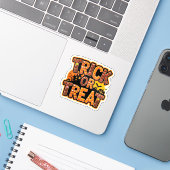 Trick or Treat halloween Sticker (Laptop met iPhone)
