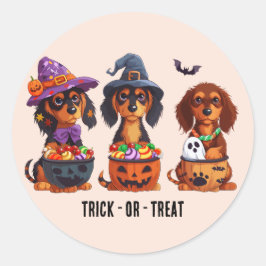 Trick or treat Halloween teckel honden Ronde Sticker