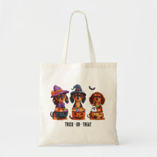 Trick or treat Halloween teckel honden Tote Bag