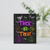 Trick-or-Treat Halloween Theme Pumpkin Ghost Cat Briefkaart (Staand voorkant)