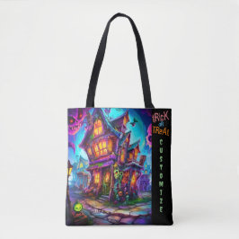 Trick or treat Halloween Town Gepersonaliseerd Zwa Tote Bag