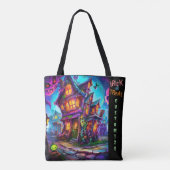 Trick or treat Halloween Town Gepersonaliseerd Zwa Tote Bag (Achterkant)