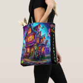Trick or treat Halloween Town Gepersonaliseerd Zwa Tote Bag (Dichtbij)