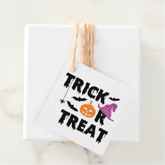 Trick or treat Halloween Typografie Gepersonalisee Bedankjes Labels (In situ)