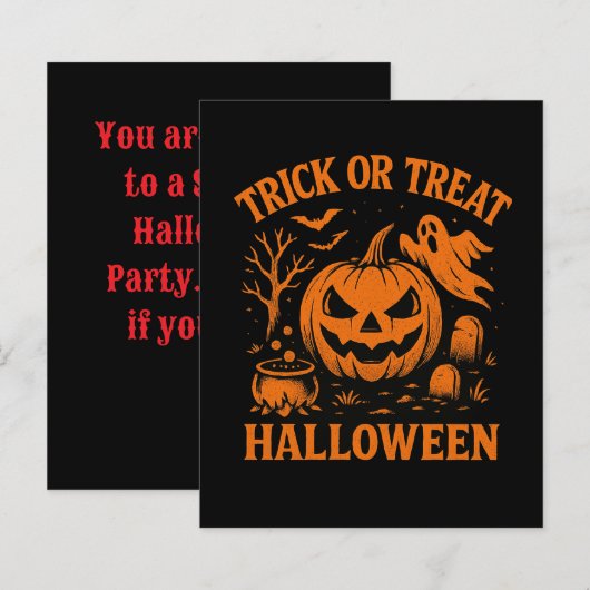 Trick or treat Halloween Uitnodiging (Voorkant / Achterkant)