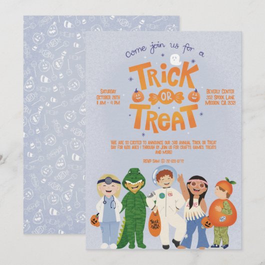 Trick or treat Halloween uitnodiging (Voorkant / Achterkant)