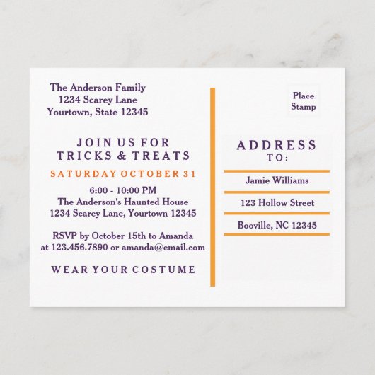 Trick or treat Halloween Uitnodiging (Achterkant)