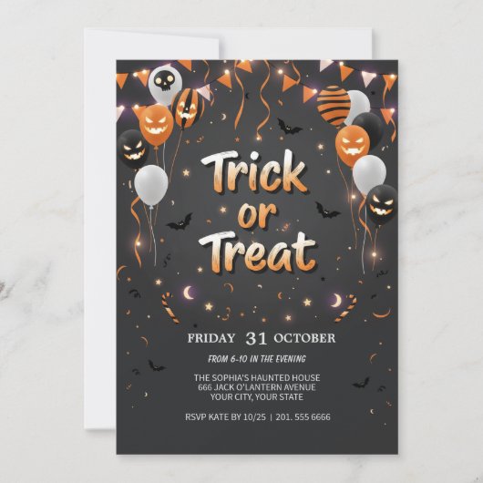 Trick or treat Halloween Uitnodiging (Voorkant)