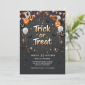 Trick or treat Halloween Uitnodiging (Staand voorkant)