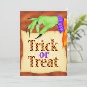 Trick or treat Halloween Uitnodiging (Staand voorkant)