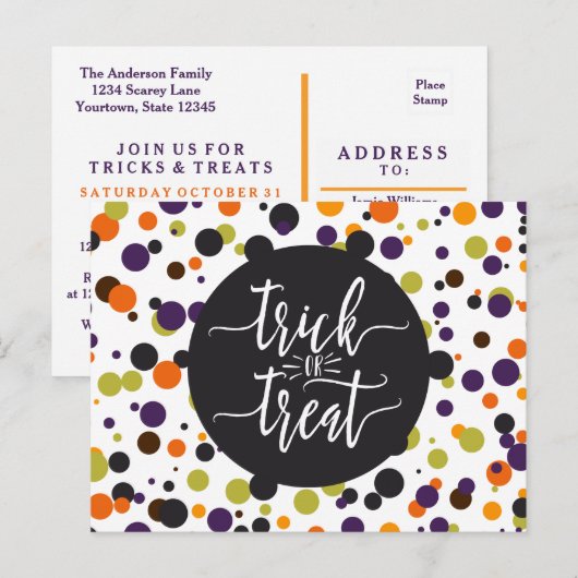 Trick or treat Halloween Uitnodiging Briefkaart (Voorkant / Achterkant)