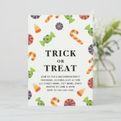 trick or treat Halloween Uitnodiging met Snoepjes (Staand voorkant)
