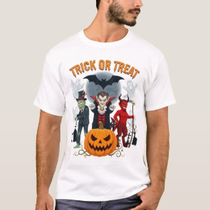 Trick Or Treat Halloween Vampier Zombie Duivel Pom T-shirt
